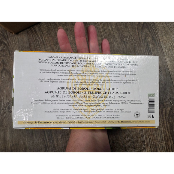 La Florentina Luxury Scented 3 Bars Bath Soap Boboli Citrus Italy Vegan - Picture 4 of 5